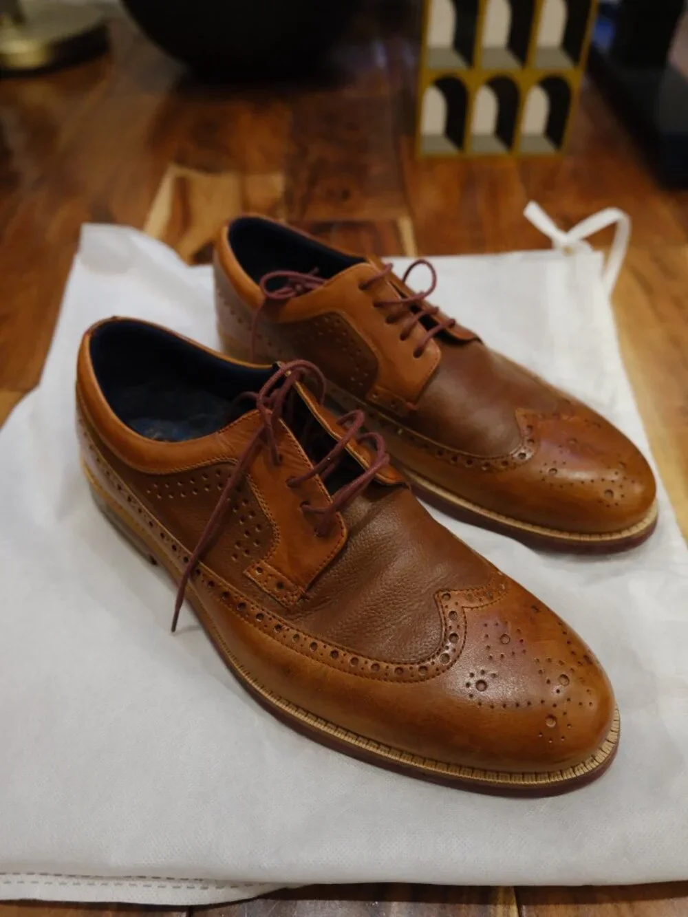 Ted Baker Men's Brown Leather Wingtip Oxfords 11.5